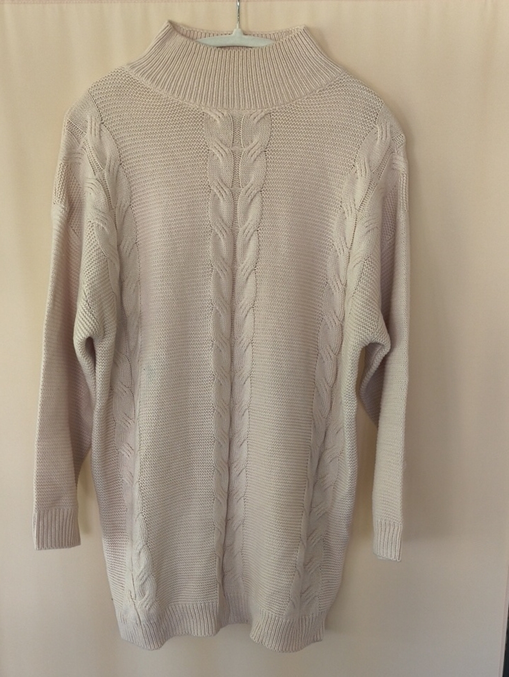 Princess Polly Cable-Knit Turtleneck Sweater in Oatmeal Size S/M